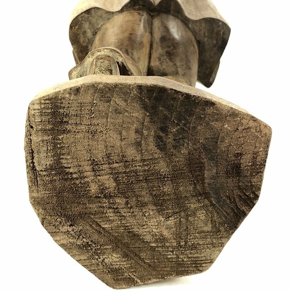 Vintage Hand Carved Wood Folk Art Man Colonial Figure Statue Sculpture 15 3/4-in - Picture 9 of 12